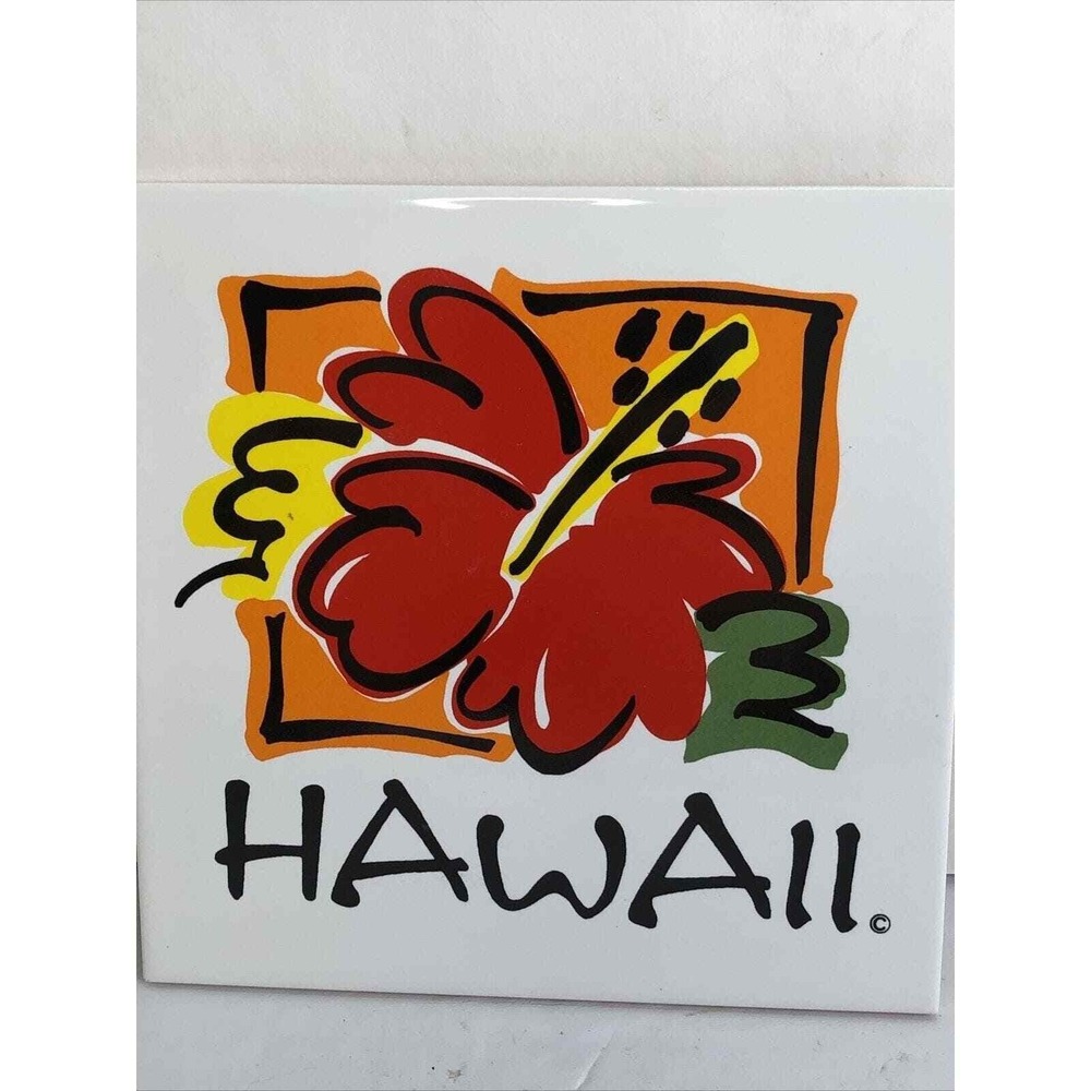 Trivet Hawaii Glass Ceramic Tile Hawaiian Gifts Tiki Bar‎ Kitchen Home Decor